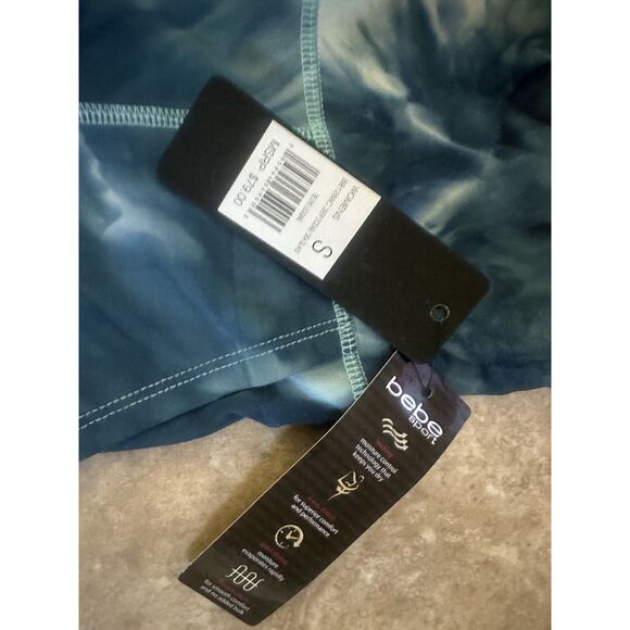 NWT Bebe S Tie Dye Leggings Deep Ocean Sea Glass Pockets - Picture 3 of 4
